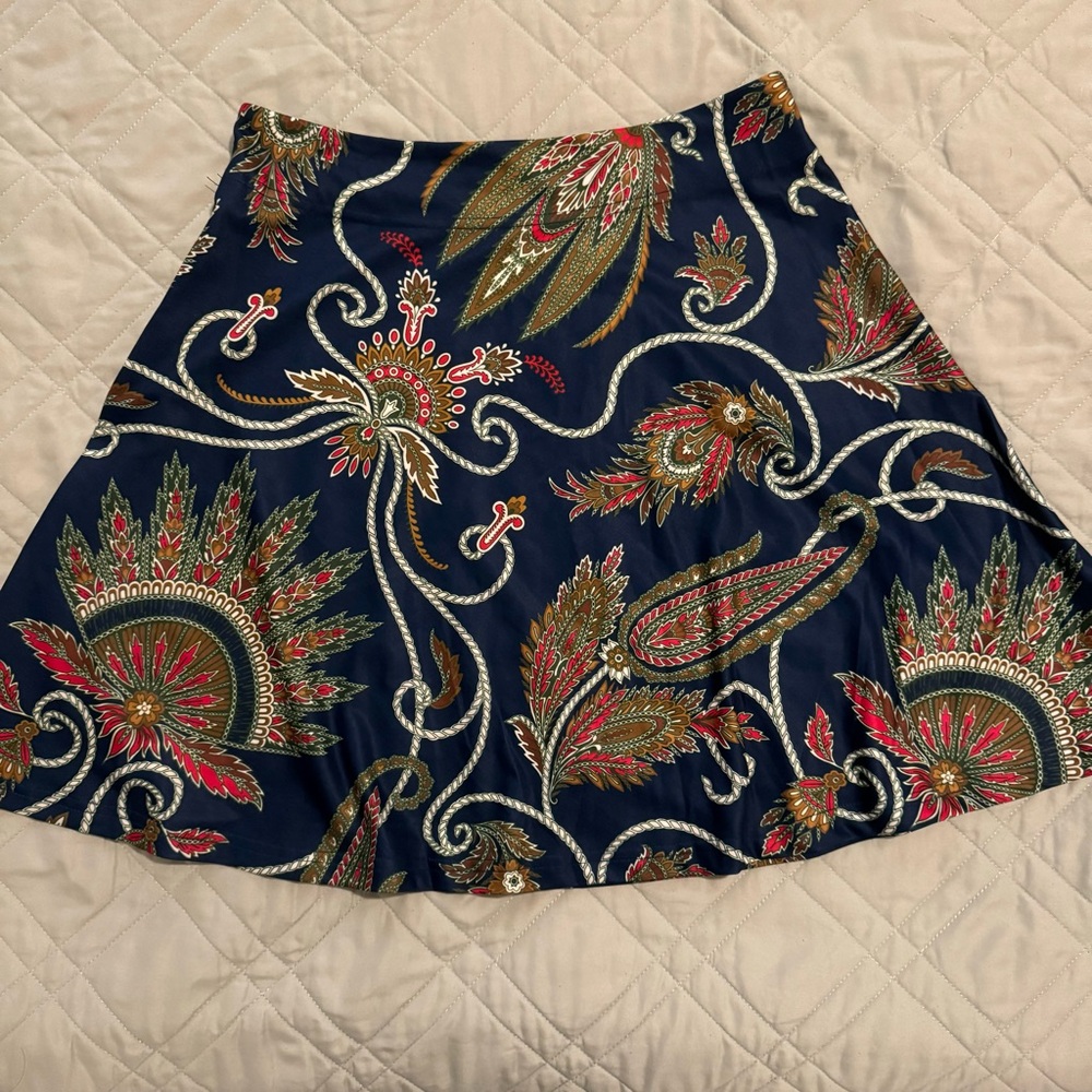Gretchen Scott Designs A Line Skirt in Blue Tropical Paisley - Medium
